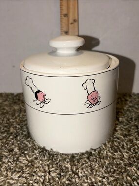 Sakura White Ceramic Canister with Chef Accents